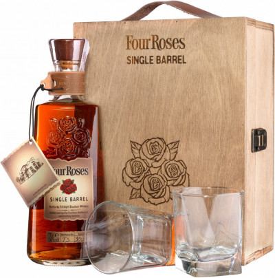 Виски "Four Roses" Single Barrel, wooden box with 2 glasses, 0.7 л