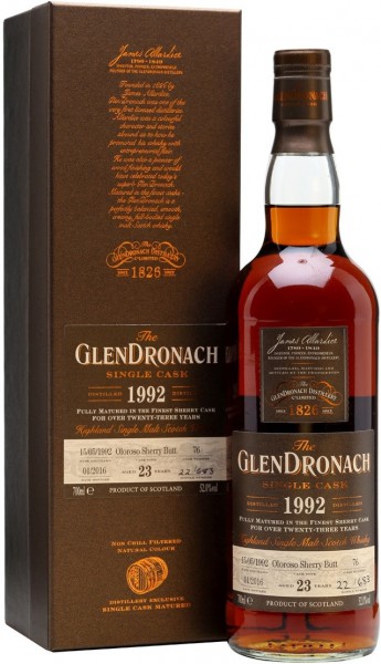 Виски Glendronach, "Single Cask" Oloroso Sherry Butt, 23 Years Old, 1992, gift box, 0.7 л