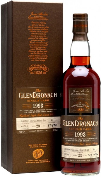 Виски Glendronach, "Single Cask" Oloroso Sherry Butt, 23 Years Old, 1993, gift box, 0.7 л