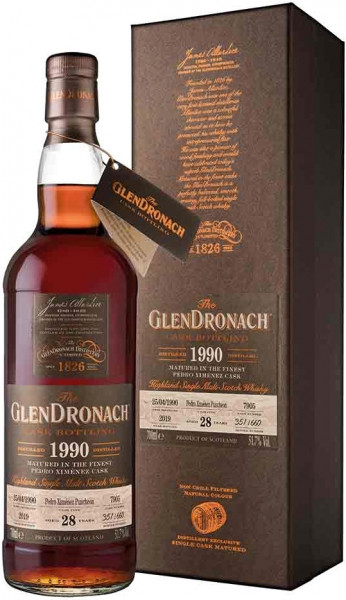 Виски Glendronach, "Single Cask" Pedro Ximenez Puncheon, 28 Years Old, 1990, gift box, 0.7 л