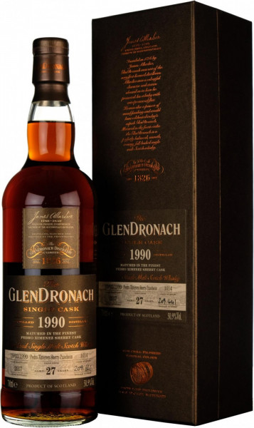 Виски Glendronach, "Single Cask" Pedro Ximenez Sherry Puncheon, 27 Years Old, 1990, gift box, 0.7 л