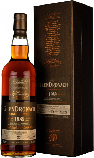 Виски Glendronach, "Single Cask" Pedro Ximenez Sherry Puncheon, 28 Years Old, 1989, gift box, 0.7 л