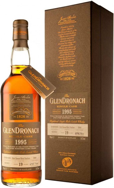 Виски Glendronach, "Single Cask" Pedro Ximenez Sherry Puncheon (54.5%), 19 Years Old, 1995, gift box, 0.7 л