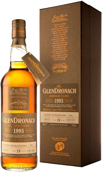 Виски Glendronach, "Single Cask" Pedro Ximenez Sherry Puncheon (55.4%), 19 Years Old, 1995, gift box, 0.7 л