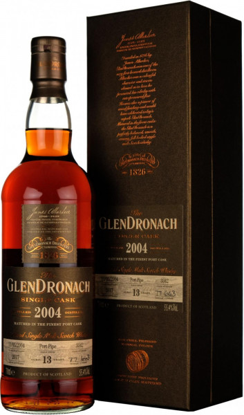 Виски Glendronach, "Single Cask" Port Pipe, 13 Years Old, 2004, gift box, 0.7 л
