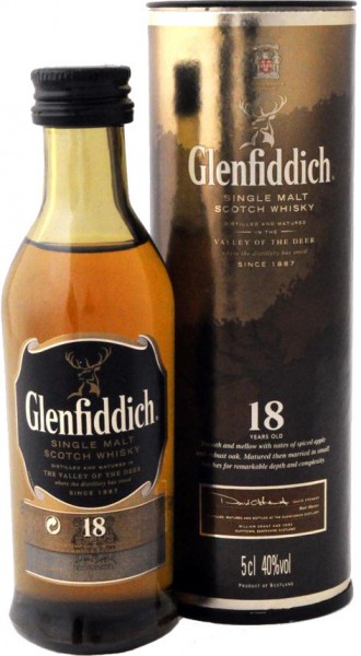 Виски Glenfiddich 18 Years Old, in tube, 50 мл