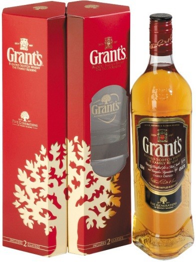 Виски Grant’s, Family Reserve, gift box with 2 glasses, 0.7 л
