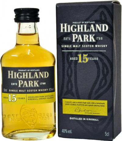 Виски Highland Park, 15 Years Old, with box, 50 мл