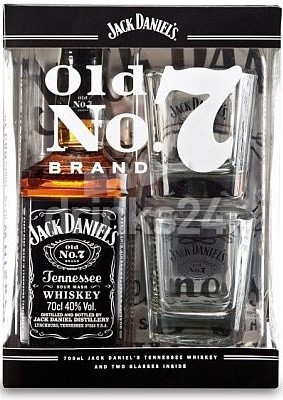 Виски Jack Daniels in box with 2 glasses, 0.7 л