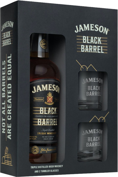 Виски Jameson, "Black Barrel", gift box with 2 glasses, 0.7 л