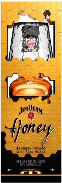 Виски Jim Beam, "Honey", gift box with glass, 0.7 л