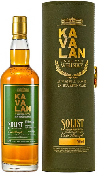 Виски Kavalan, "Solist" Ex-Bourbon Cask (57,1%), gift tube, 0.7 л