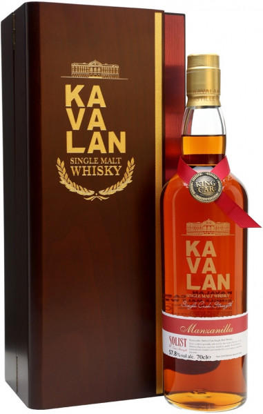Виски Kavalan, "Solist" Manzanilla Single Cask (57,8%), wooden box, 0.7 л
