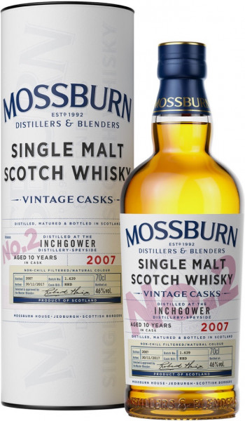 Виски Mossburn, "Vintage Casks" No.2 Inchgower, 2007, in tube, 0.7 л
