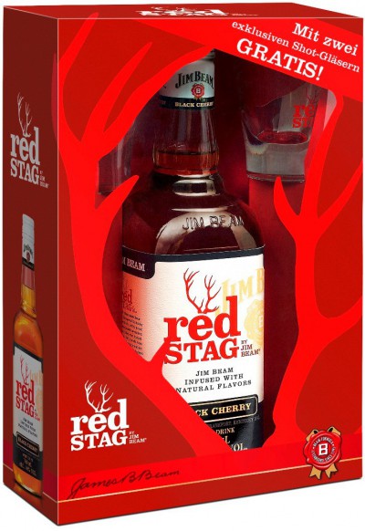 Виски Red Stag "Black Cherry", gift box with 2 glasses, 0.7 л