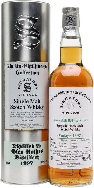 Виски Signatory Vintage, "The Un-Chillfiltered Collection" Glenrothes 19 Years, 1997, metal tube, 0.7 л