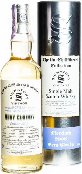 Виски Signatory Vintage, "The Un-Chillfiltered Collection" Mortlach Very Cloudy 9 Years, 2008, metal tube, 0.7 л