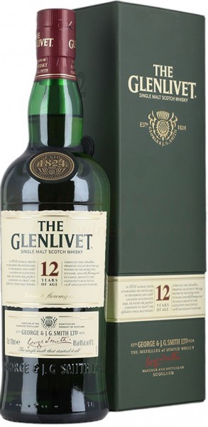Виски The Glenlivet 12 years, faux leather box, 0.7 л