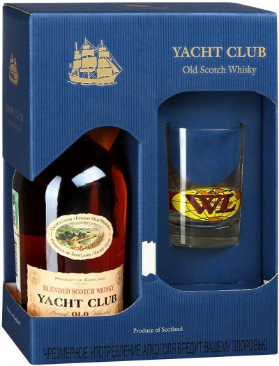 Виски "Yacht Club", gift box with glass, 0.7 л