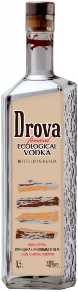 Водка "Drova", Hazel Charcoal Filtration, 0.5 л