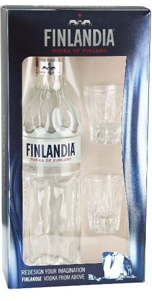 Водка Finlandia, gift box with 2 shot glasses, 0.7 л