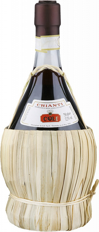 Вино Coli, Chianti DOCG, braided straw wrapped bottle.